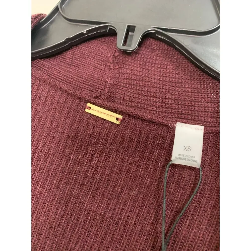 T‎ TAHARI Pocket Cardigan In Bourgogne size XS NWT $98
